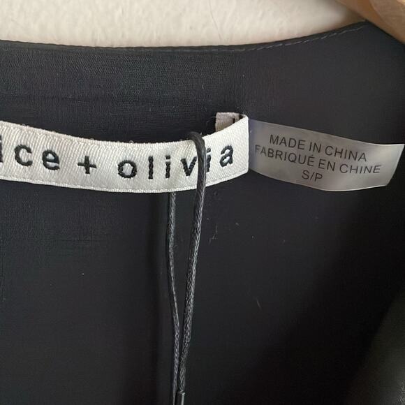 ALICE AND OLIVIA Moore Blouson-sleeve Floral Dress In Vivid Black - Picture 4 of 15